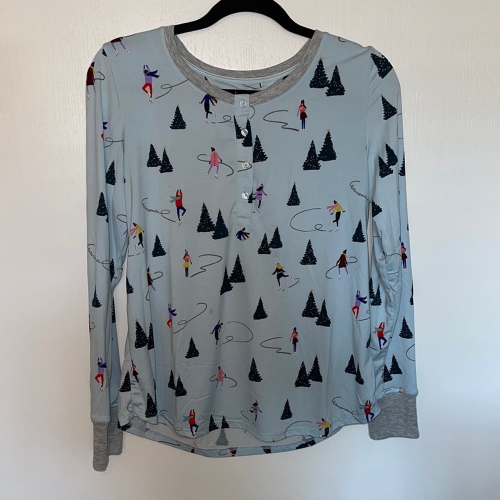 Kate Spade Long Sleeve Pajama Top with Eye Mask